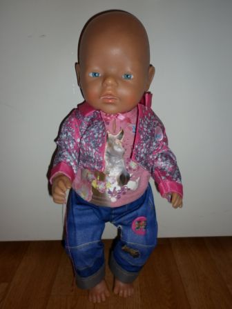 3 delige set met glimmend jasje 43 cm