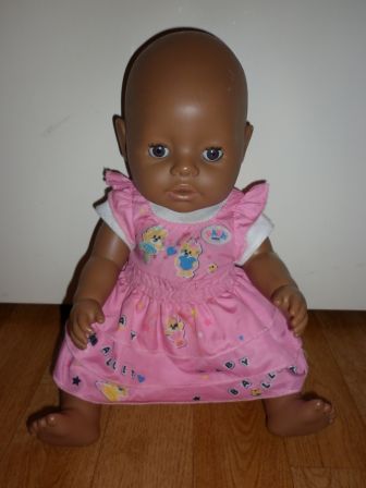 roze jurkje met beertjes 43 cm