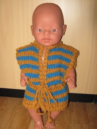 gestreepte gebreide jurk/vest 43 cm