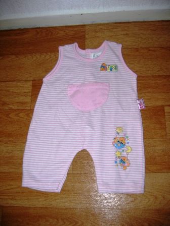 roze/streep tuinbroekje 48 cm