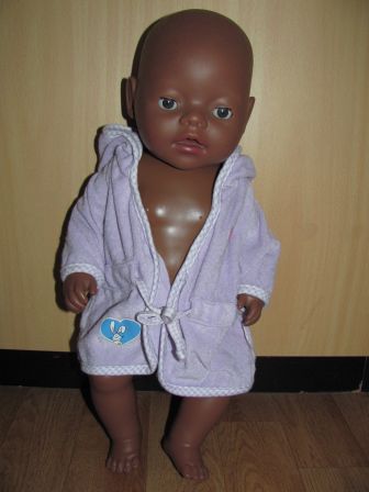 lila badjasje met konijntje 43 cm