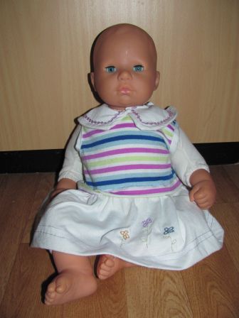 jurkje met gestreept lijfje en witte onderkant 48 cm