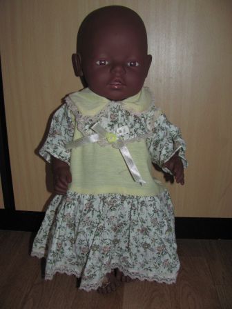 geel/bloem jurkje 43-48 cm