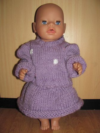 paarse gebreide rok met trui 43-48 cm