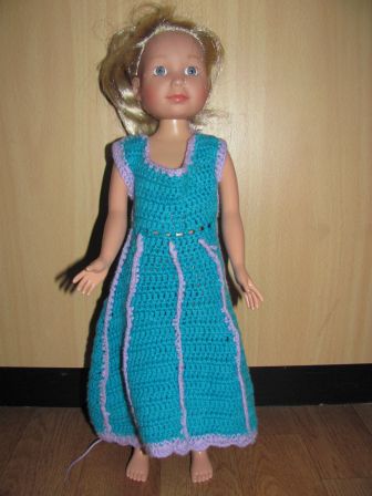 blauwe gehaakte jurk, 42 cm Annabell Tween