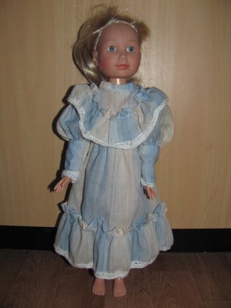 blauw/grijze jurk, 42 cm Annabell Tween