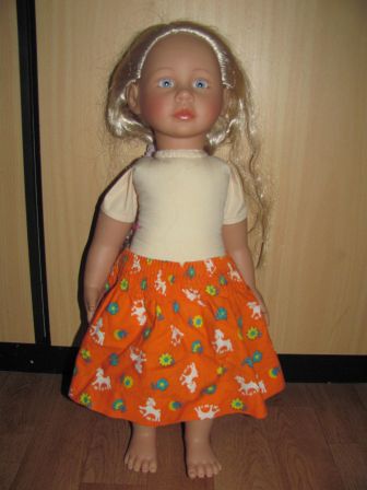 oranje rok met dieren en bloemen 50 cm