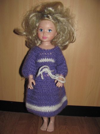 paars met wit gebreid jurkje 38 cm Jolina