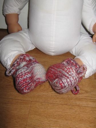 rood/creme gebreide slofjes