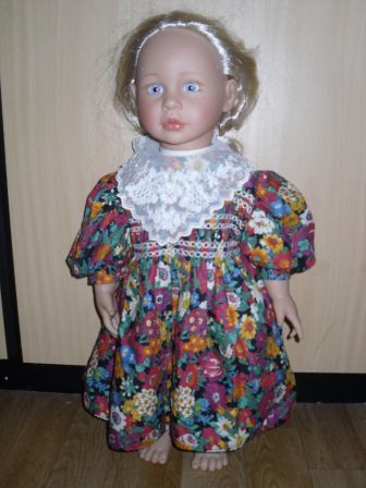 gebloemde jurk met kanten kraag 50 cm