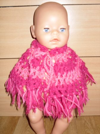 roze gebreide poncho 40-48 cm