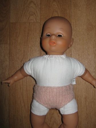 roze gebreid onderbroekje 25-27 cm