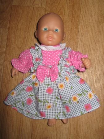 jurkje roze/stip, ruit/bloem 20 cm