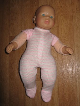 gestreept roze pakje met korte mouwen 36 cm