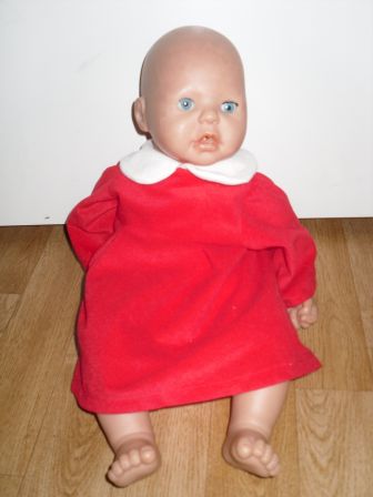 rode fluweel-achtige jurk 46-48 cm