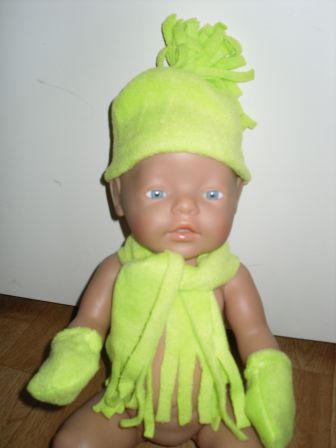 groene muts, sjaal en wantjes 43-48 cm, nieuw!