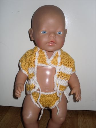 wit/gele bikini met vestje 43 cm