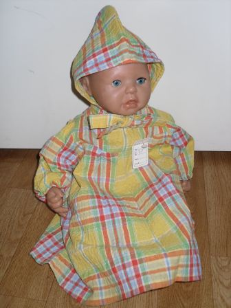 geruite jurk met mutsje 46-48 cm, nieuw!