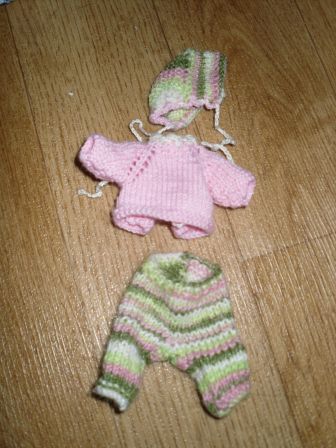 groen/roze gehaakt setje 11 cm