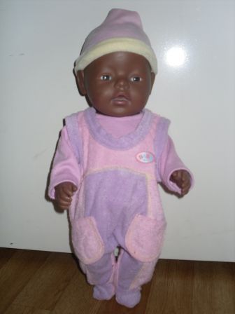 paars/roze set met muts 43 cm